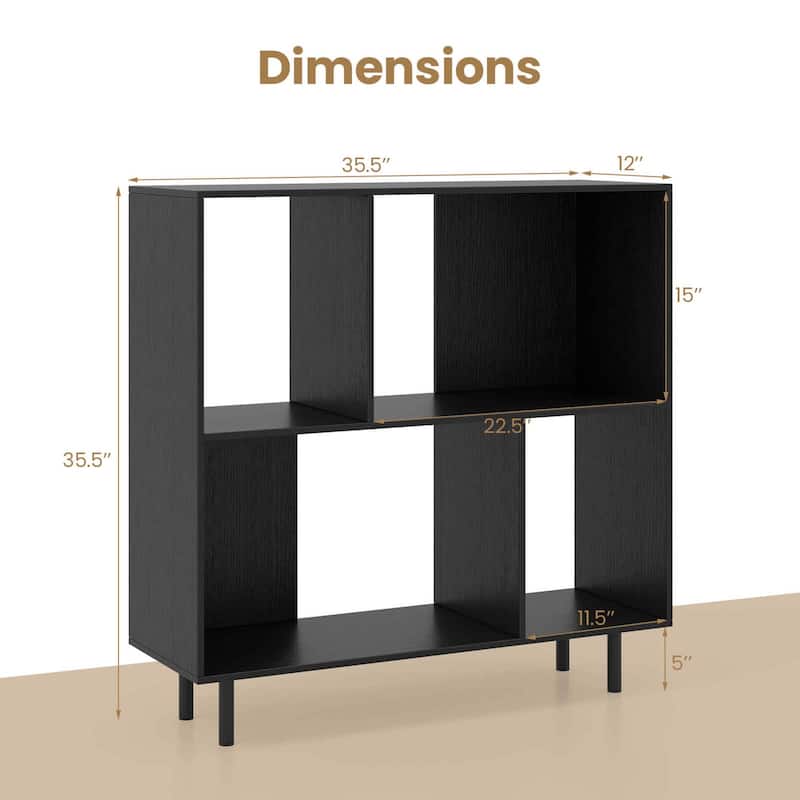 Costway Open Shelf Bookcase Mid Century Modern Cube Bookshelf with 4 - See Details
