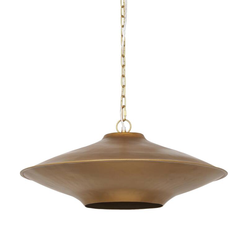 Titus 1-Light Brass Finished Metal Disc Pendant - 24.0L x 24.0W x 8.0H