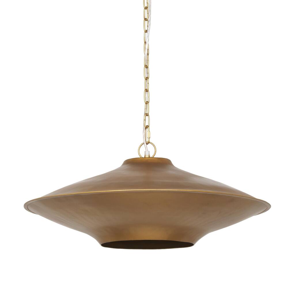 Titus 1-Light Brass Finished Metal Disc Pendant - 24.0L x 24.0W x 8.0H
