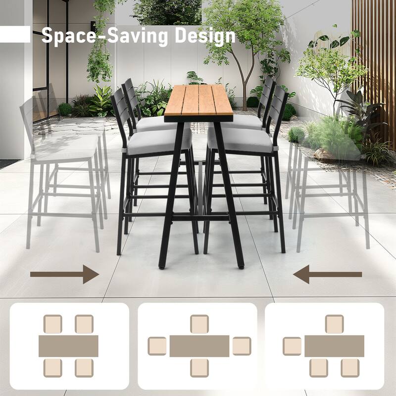 Pellebant Outdoor Bar Table Patio Rectangular