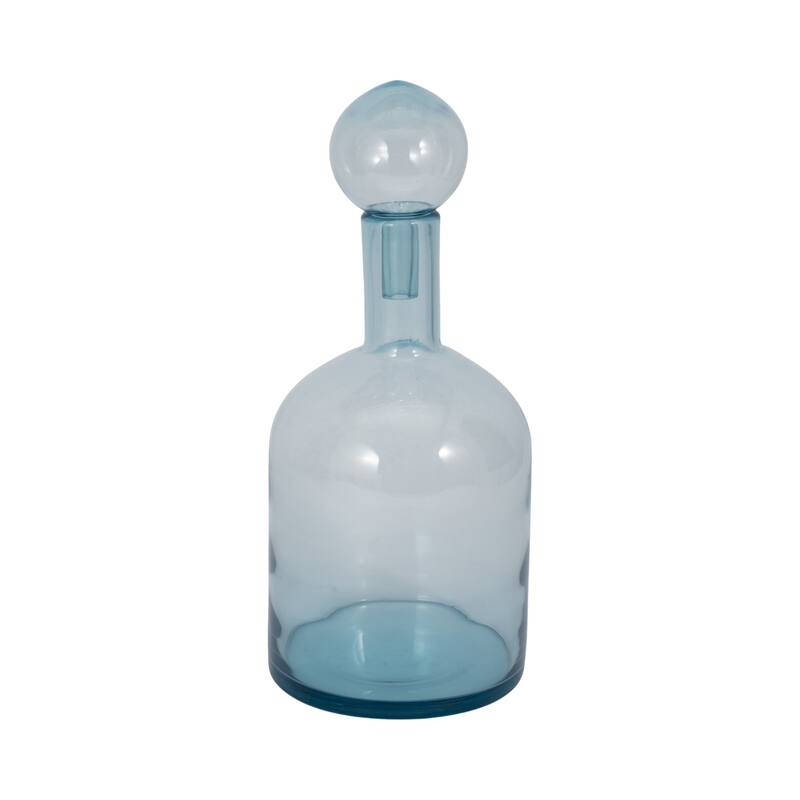 Sagebrook Home Glass Bottle With Stopper, Light Blue