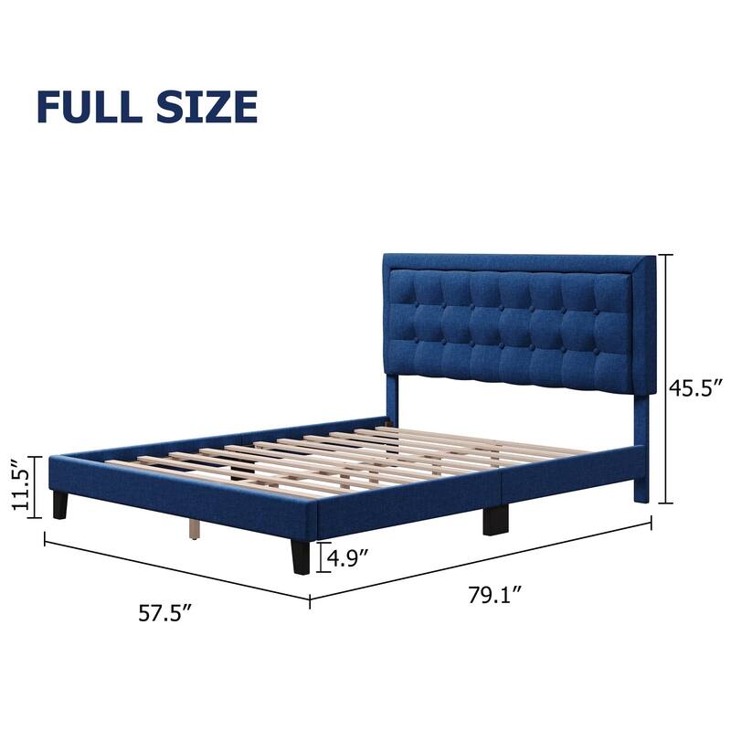 Modern Upholstered Platform Bed with Button Tufted Headboard