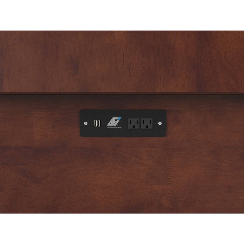 Twin Murphy Bed Chest with Storage and Charging Station in Walnut