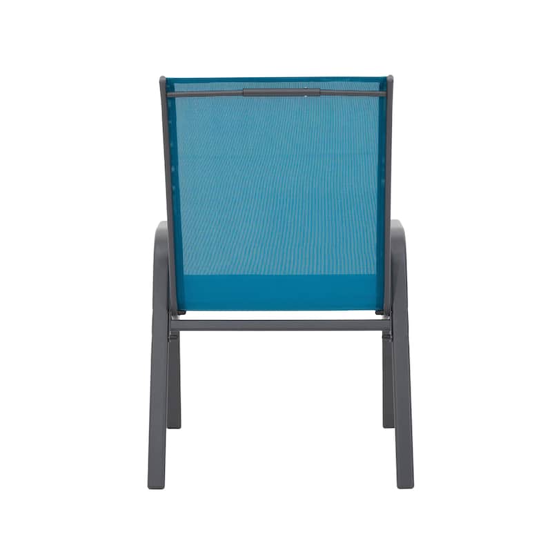 4 Piece Patio Chairs, Outdoor Camping Chairs with Breathable Textilene Fabric, Set of 2 Garden Chairs with Armrest High Backrest