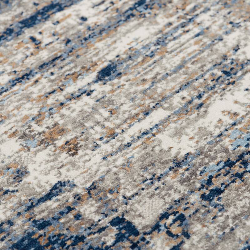 Alora Decor Antonela Transitional Blue Recycled Polyester Area Rug