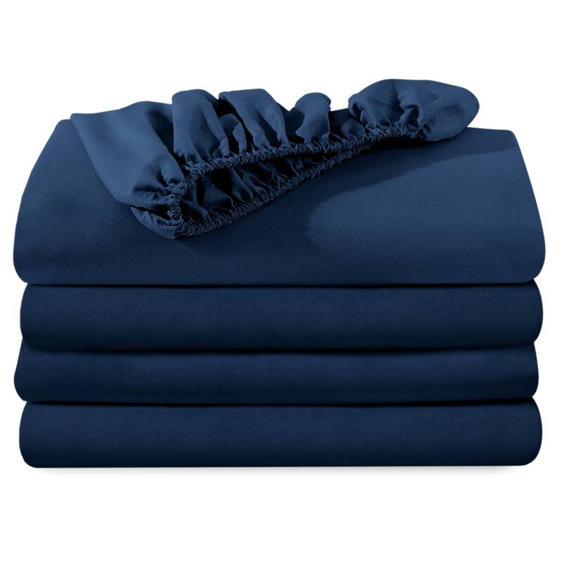 Bare Home 2-Pack Microfiber Fitted Bottom Sheets - Split King - Dark Blue