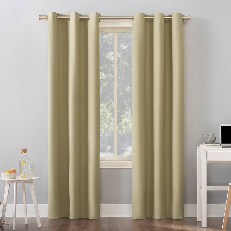 Sun Zero Cyrus Thermal Total Blackout Grommet Curtain Panel, Single Panel - 40 x 96 - Soft Gold