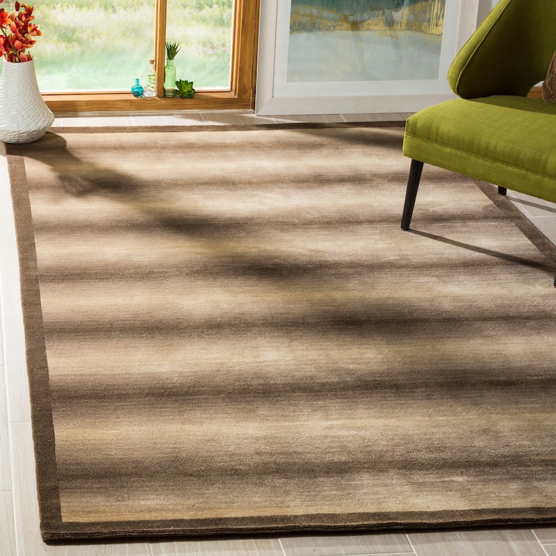 SAFAVIEH Couture Hand-knotted Tibetan Kasey Modern Wool Rug - 9' x 12' - Cream/Brown - Rectangle