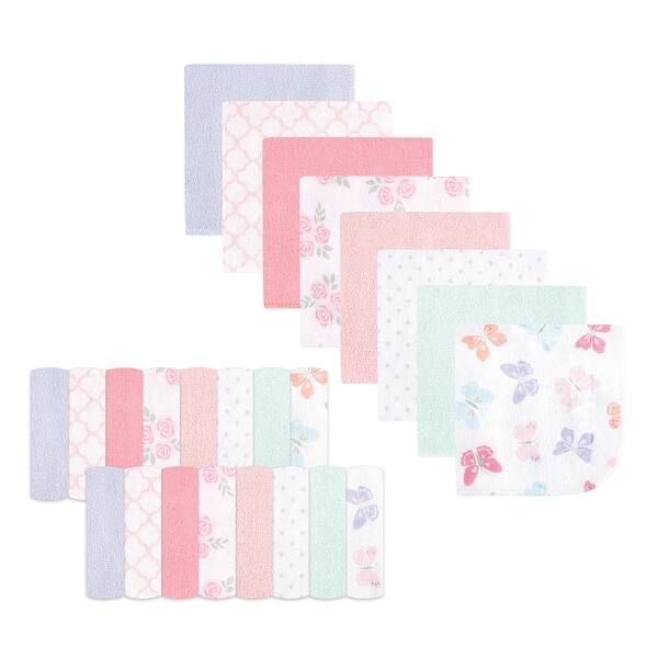 slide 1 of 1, Hudson Baby Infant Girl Rayon from Bamboo Washcloth Bundle, Butterflies, One Size - Butterflies - One Size One Size - Butterflies