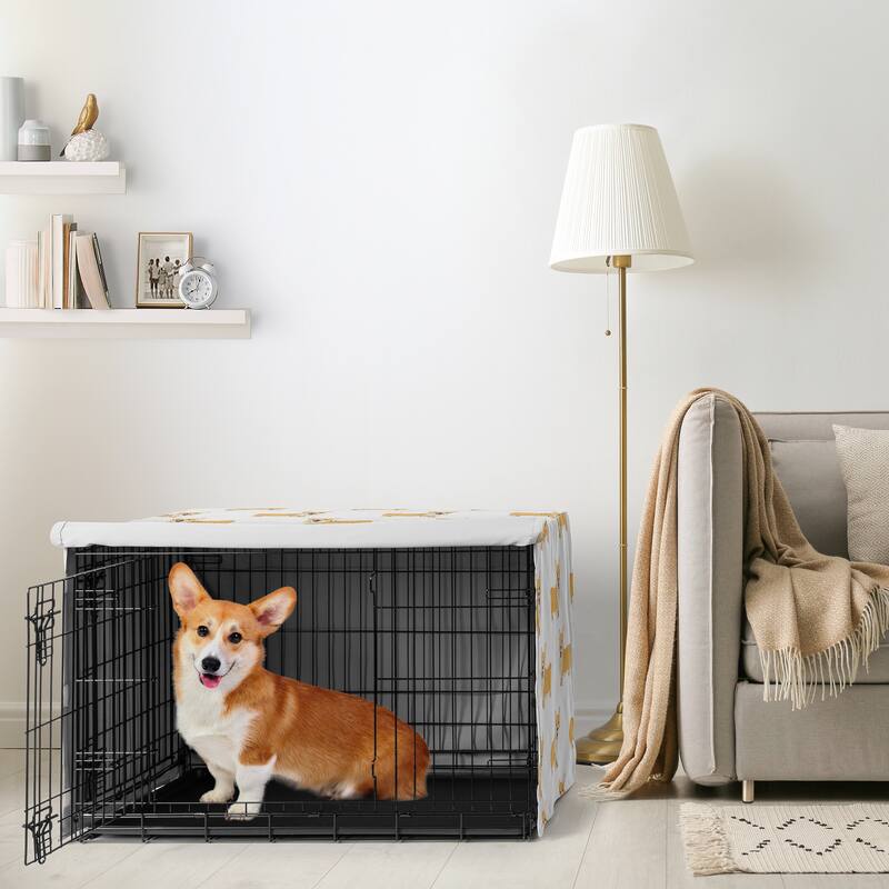Sweet Jojo Designs Corgi Boy, Girl, Unisex/Gender Neutral Dog Crate Kennel Cover 36in. - Puppy Modern Dog Whimsical Welsh Corgis