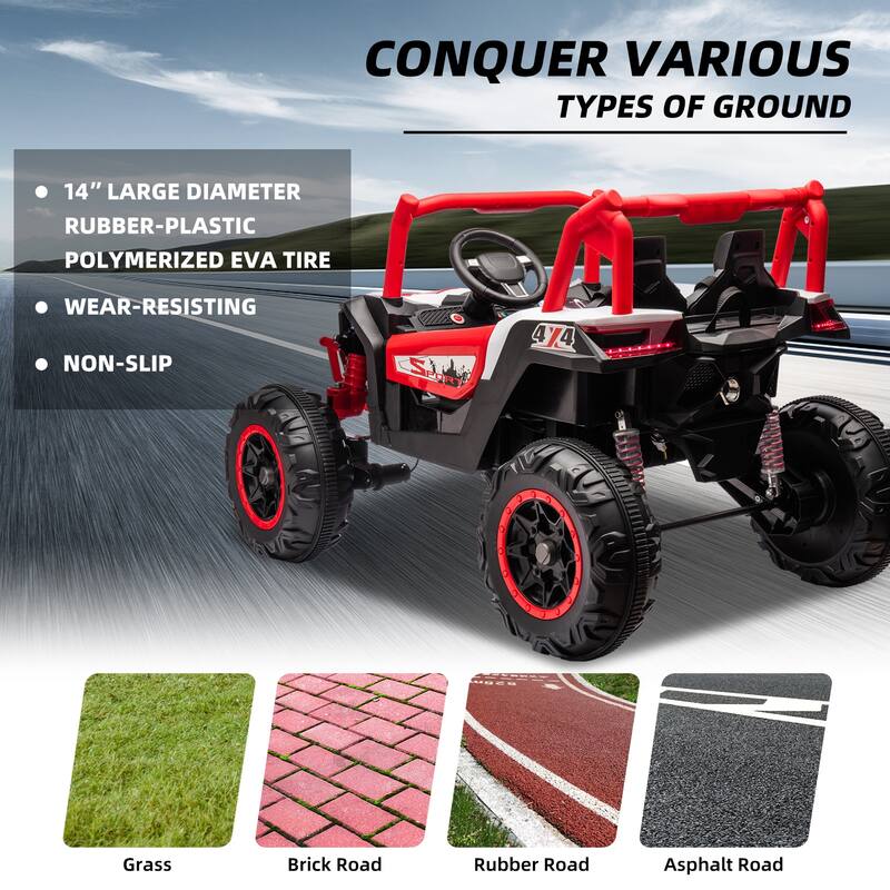 24V 2seater Side by Side 4x4 Ride on Off-Road Truck with Parent Remote Control and two safety belts