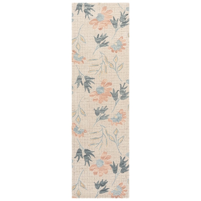 SAFAVIEH Handmade Jardin Gulshen Wool Rug - 2'3" x 8' Runner - Ivory/Grey