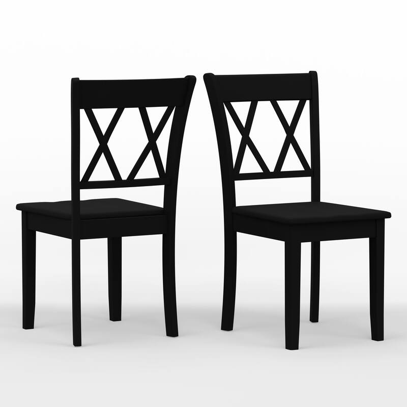 3-Piece Dining Set, 48" Rectangle Wood Table and Double X-Back Chairs