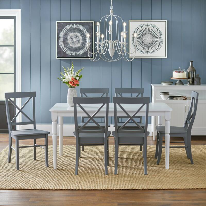 Simple Living 7-piece Albury Cross Back Dining Set - Grey