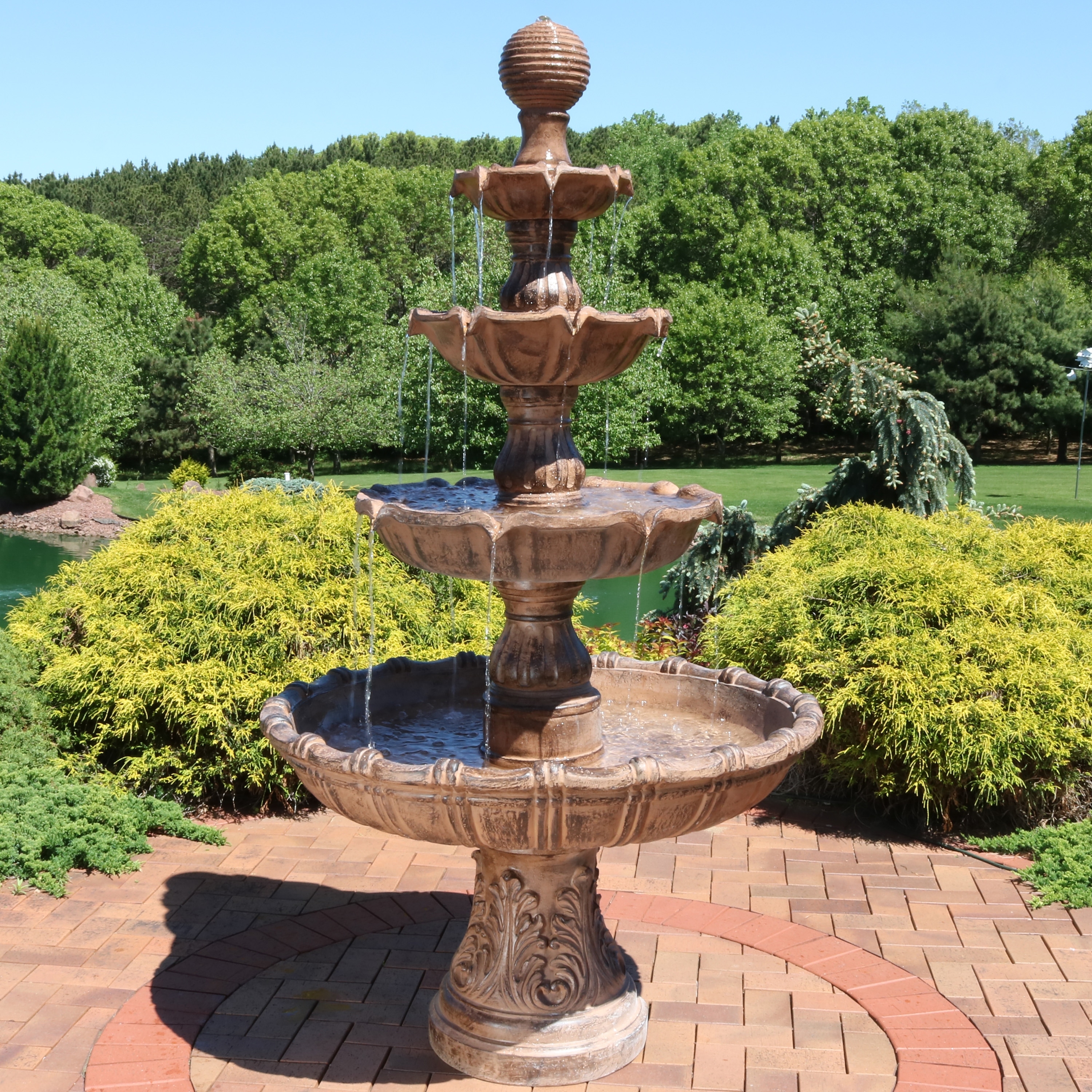 Large Tiered Ball Outdoor Water Fountain Backyard Garden Feature 80