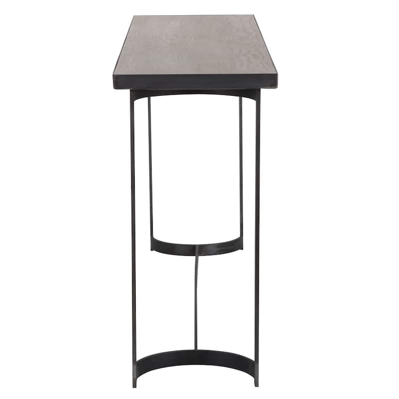 Uttermost Basuto 62" Long Oak Veneer Top Iron Lodge Style Console
