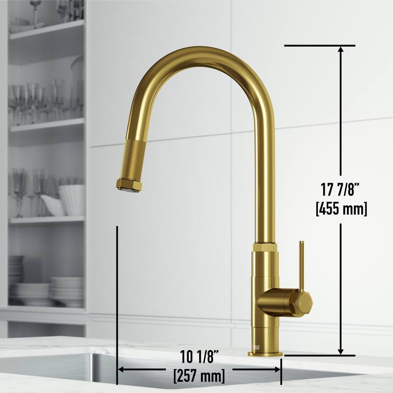 VIGO Hart Arched 18" H Single Handle Pull-Down Kitchen Faucet