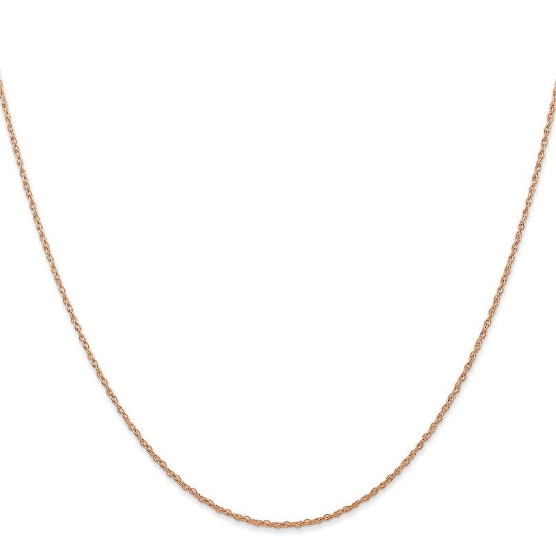 Curata 14k Rose Gold Solid 0.7mm Carded Cable Rope Chain Necklace Options: 16 18 20 24