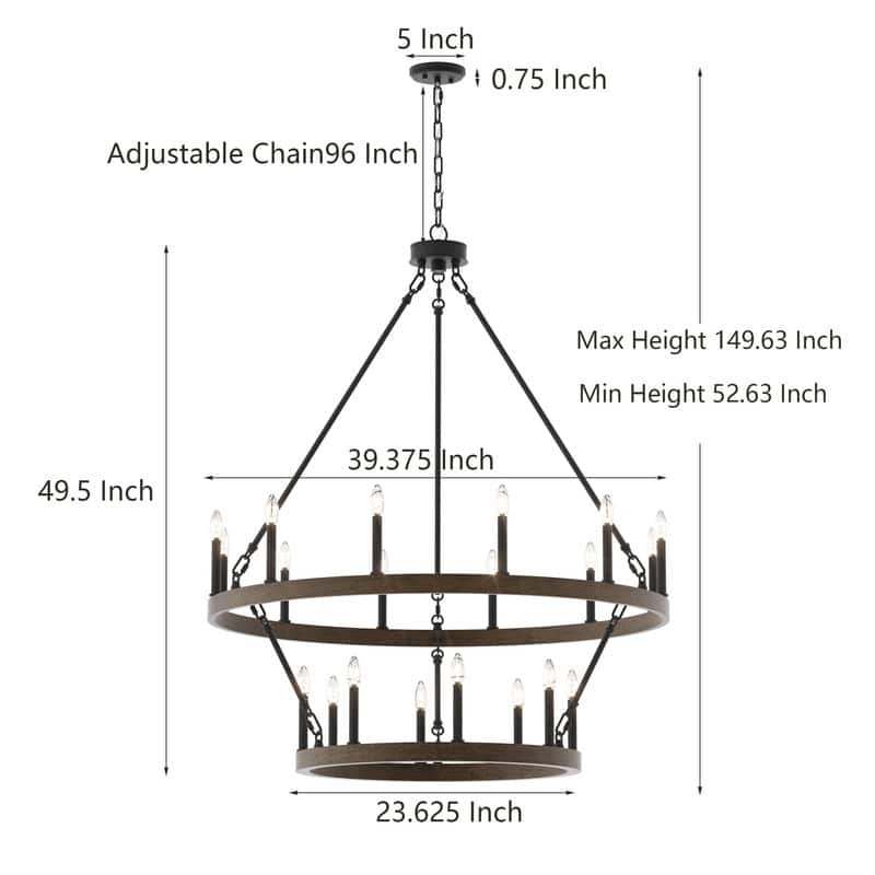 Acroma 20-light Modern Farmhouse 40In Round Wagon Wheel Chandelier with UL
