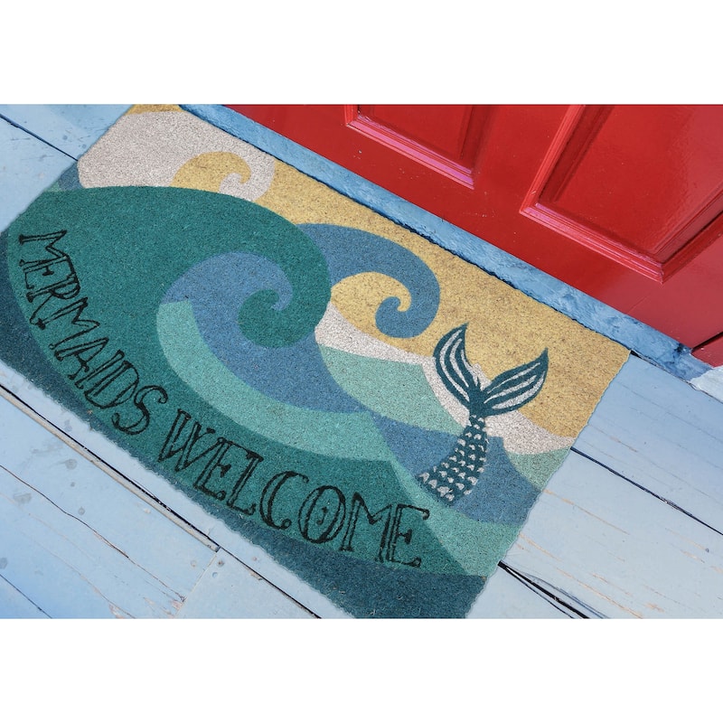 Liora Manne Natura Mermaids Welcome Outdoor Mat Ocean 24"x36"