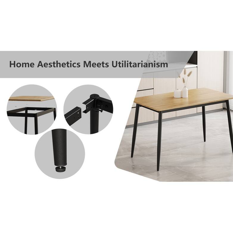 GDFStudio - Ardena Space Saving Minimalist Dining Table, Rounded Edges & Sturdy Metal Legs - 47.2"W