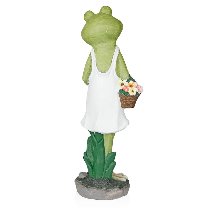 Frog in White Dress Statue w/Flowers