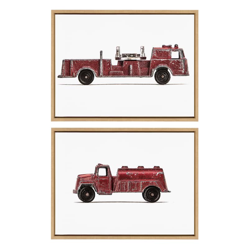 Kate and Laurel Sylvie Car Framed Canvas Art Set by Saint and Sailor - 2 Piece Set 18x24 - Brown