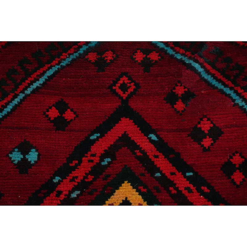 Hand Knotted Oriental 100% Wool Carpet Traditional Tribal Red Shiraz Area Rug - 9' 5'' X 4' 11''