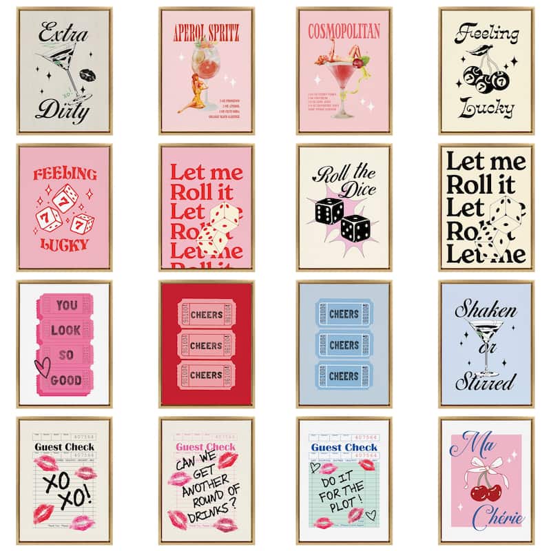 Kate and Laurel Sylvie Cheers Ticket Framed Canvas by Alli Standefer