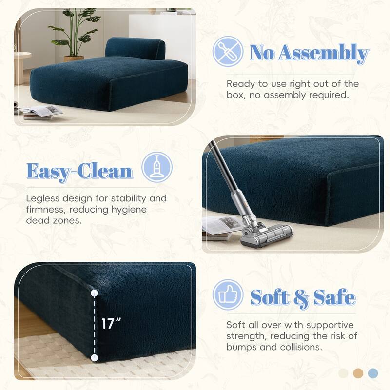 72" Oversized Sofa Bed, Dark Blue, No Assembly, Living Room