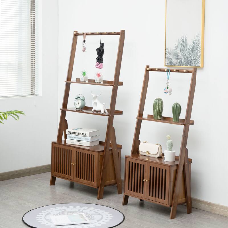 Bamboo Hall Tree with Bench and Shoe Storage