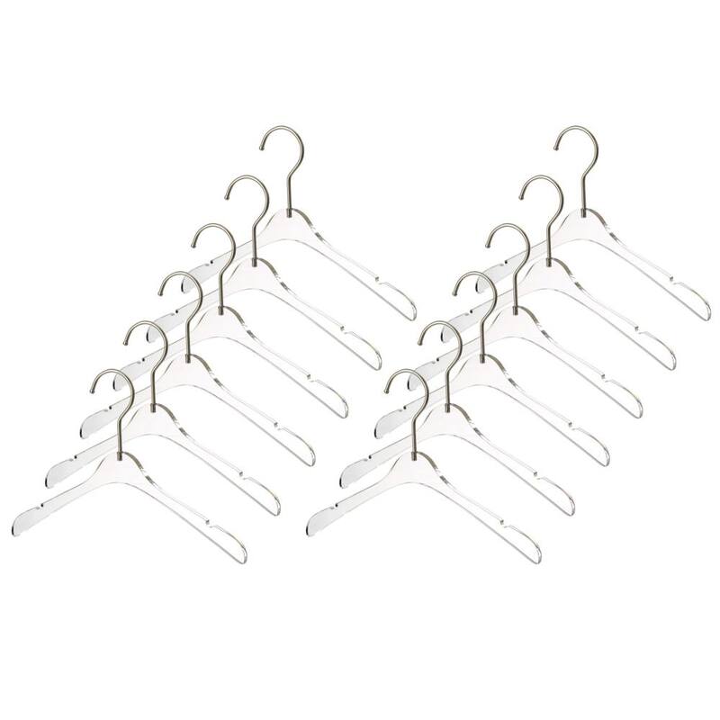 YBM Home Quality Acrylic Clear Hangers - Baby - Silver - 12 Pack