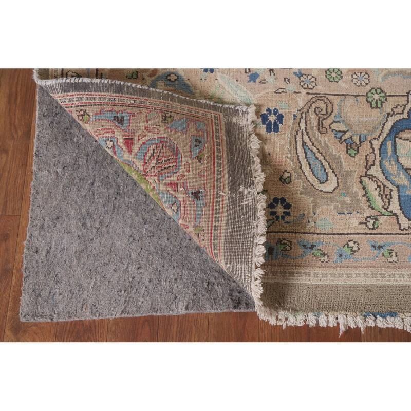 Hand Knotted Oriental 100% Wool Carpet Traditional Floral Brown Kashmar Area Rug - 10' 9'' X 7' 11''