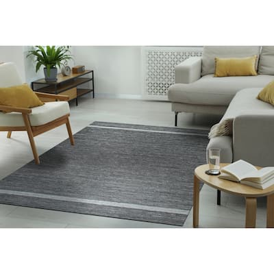 Gray Hand-Woven Wool Contemporary Natural Wool Flat Area Rug - Modern Elegance and Timeless Craftsmanship