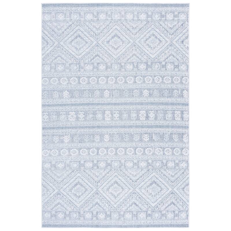 SAFAVIEH Hammock Etelvina Machine Washable Rug - Ivory/Blue - 6'7" x 9'2"