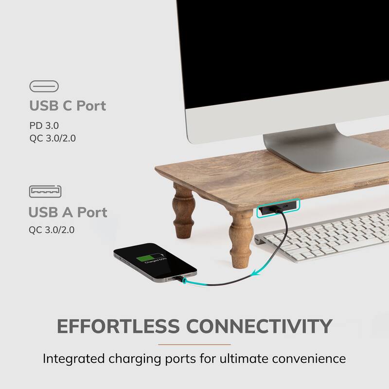 Jani Wood Monitor Stand Riser Desk - Ergonomic Design Stand, Desktop Organizer Table for Home, Office Workspace, Gaming Desk