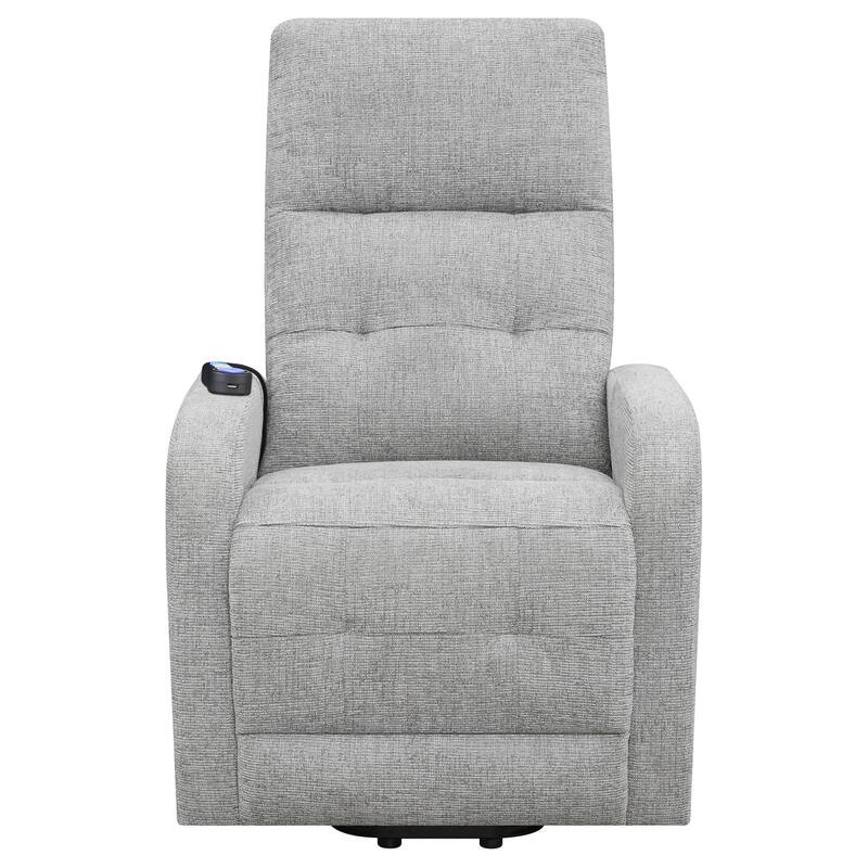 Chenille Heated Massage Power Lift Recliner with Cool Gel Memory Foam Cushion, USB Ports, Storage Pockets