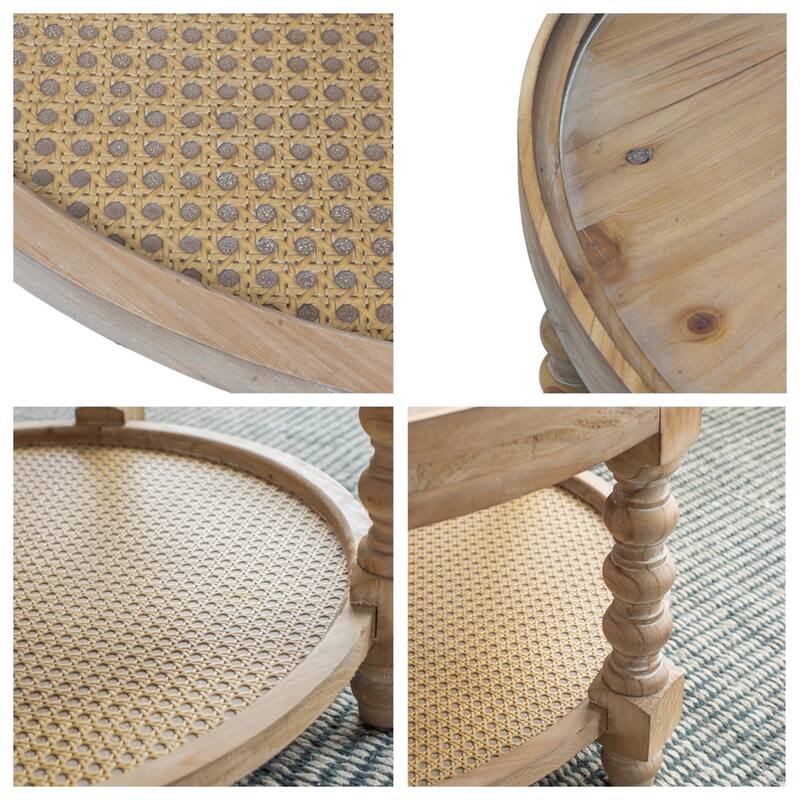 2-Tiered Side Tabel, Natural End Tabel for Lving Room Bedroom Entryway