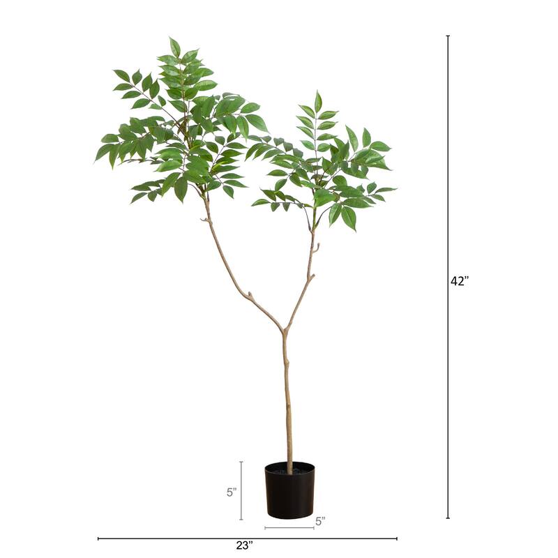 Potted Double Branched Sumac Artificial Tree - 3.5' - Green