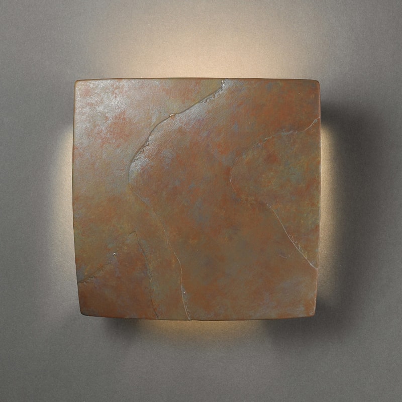 Justice Design Ambiance ADA Tierra Red Slate Square Wall Sconce