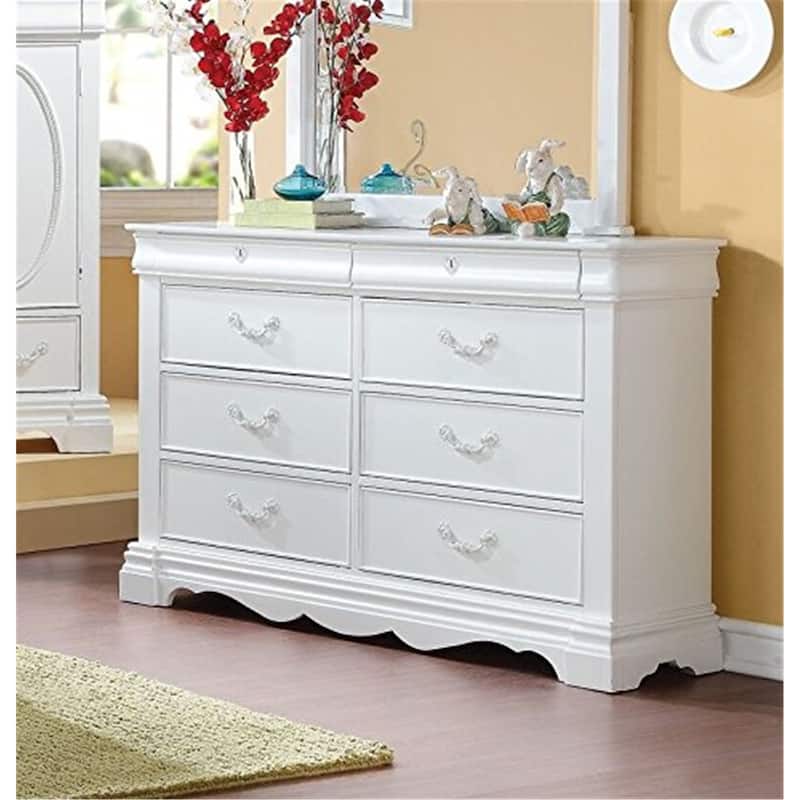 Contemporary Dresser - 8 Drawer Storage Chest - Modern Chic White Finish
