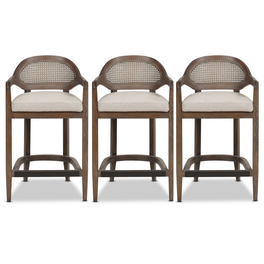 Americana Modern Cane Back Bar Stool - Counter or Bar Height - 26 or 30 Inch - Solid Oak Wood Frame - No Assembly Required