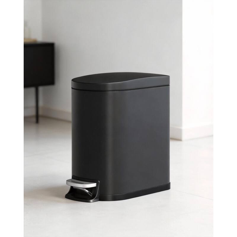 13 Gal / 50 l Slim Trash Can, Soft Close Lid - Black