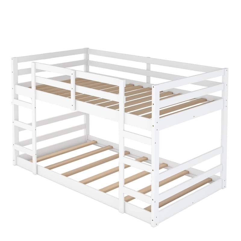 Twin Over Twin Size Bunk Bed with Ladder