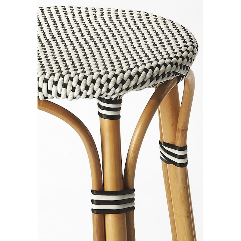Tobias Black & White Rattan Counter Stool