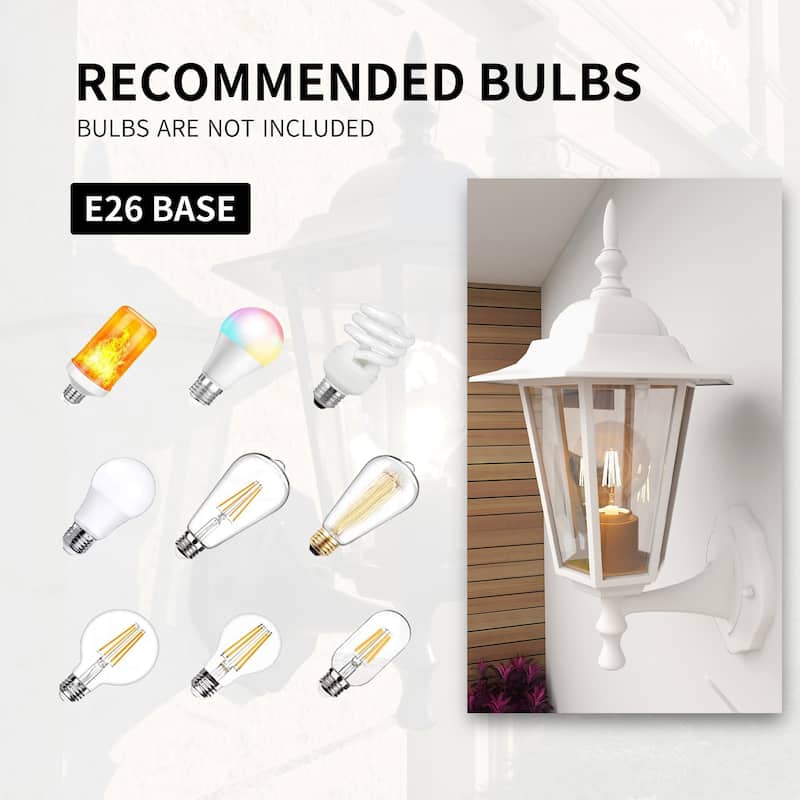 1- Light Outdoor Textured White Wall Mount Light