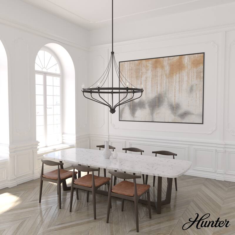 Hunter Merlin Geometric Metal Chandelier - Foyer, Dining Room, Living Room - Industrial, Contemporary