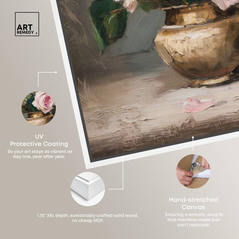 Pink Petals and Brass Canvas by Art Remedy