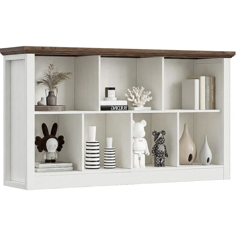 7/10 Cube Bookcase Organizer with Backpanel, 50" Wooden Storage Book Shelf for Living Room, Bedroom, Home Office, Kids Room