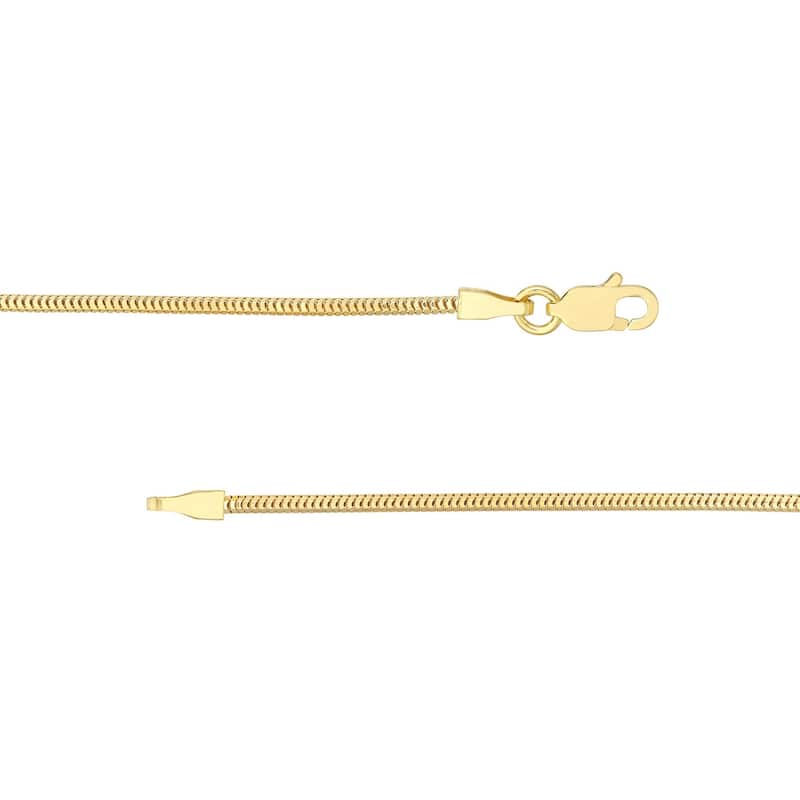 Curata 10k Yellow Gold 1.4mm Lite Snake Chain Necklace (Lobster)